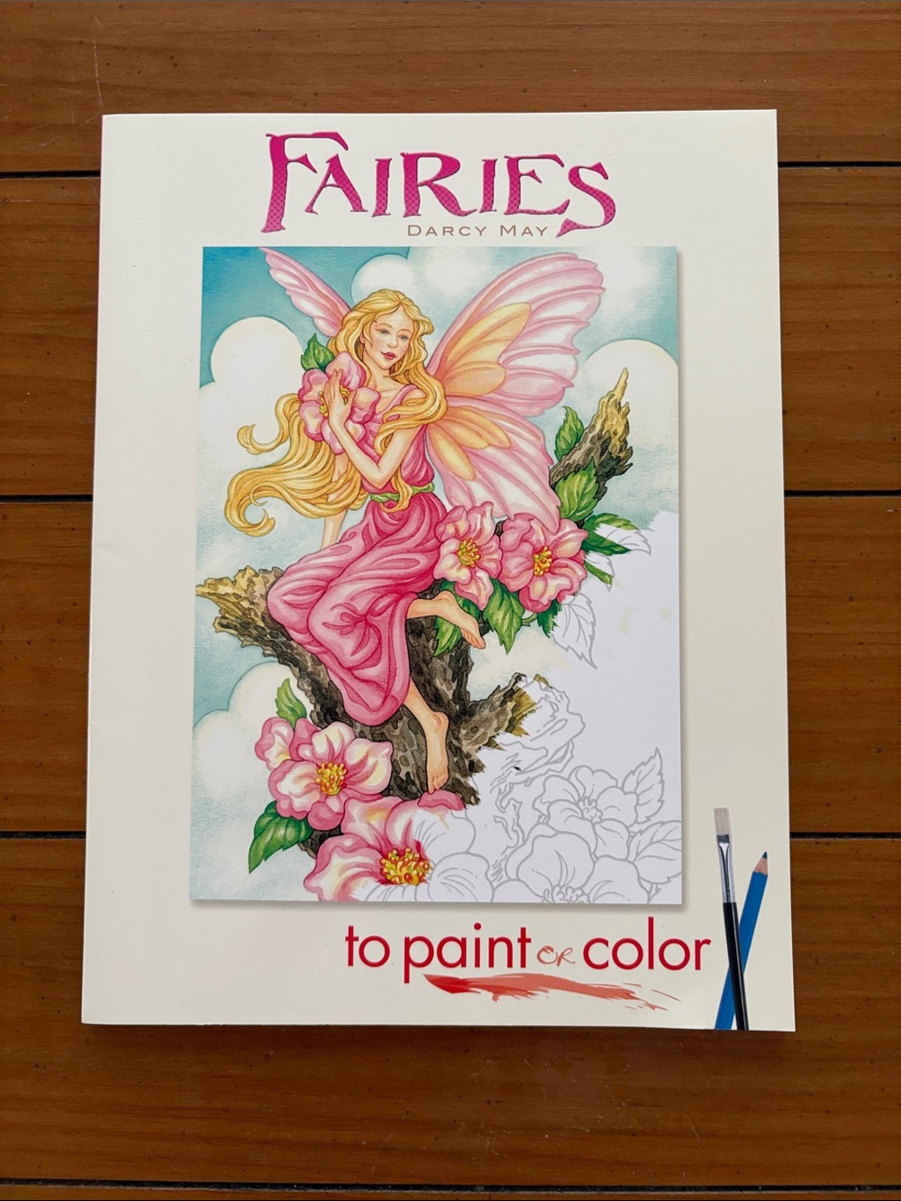 Fairies by Darcy May - Pink Fairy Art Print / Coloring Cover